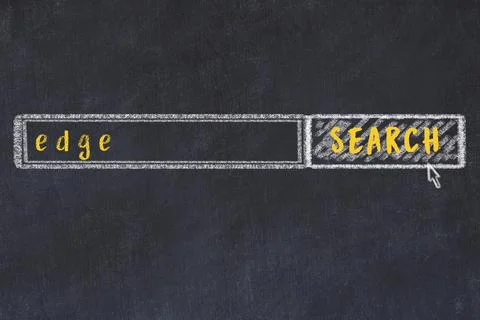 Concept of looking for edge. Chalk drawing of search engine and inscription o Stock Photos