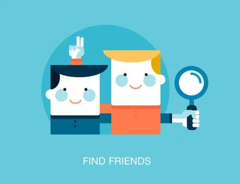 Concept of looking for friends on the internet, vector illustration Illustrazione stock