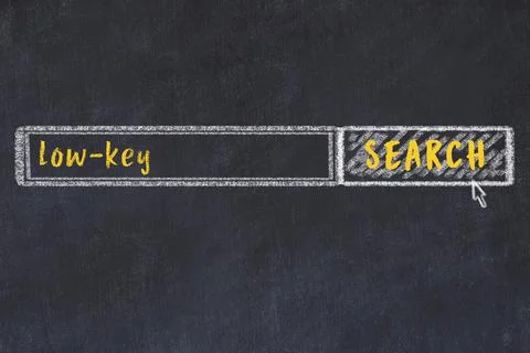 Concept of looking for low-key. Chalk drawing of search engine and inscriptio Stock Photos