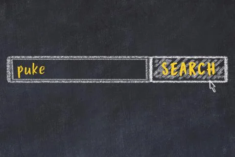 Concept of looking for puke. Chalk drawing of search engine and inscription o Stock Illustration