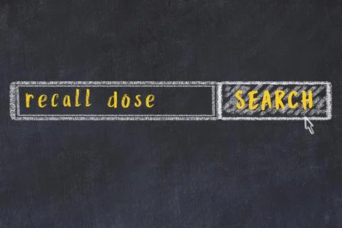 Concept of looking for recall dose. Chalk drawing of search engine and inscri Stock Illustration