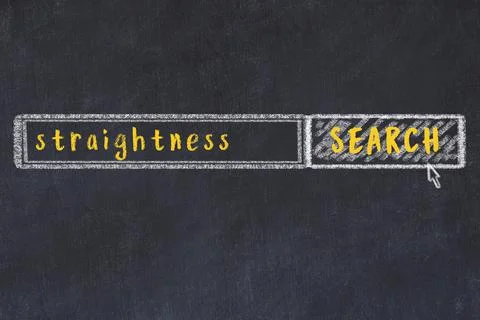 Concept of looking for straightness. Chalk drawing of search engine and inscr 스톡 일러스트