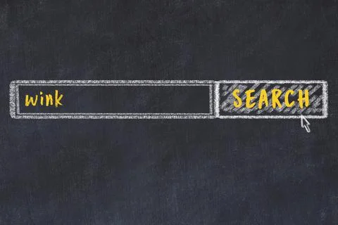 Concept of looking for wink. Chalk drawing of search engine and inscription o イラスト素材