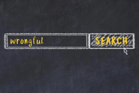 Concept of looking for wrongful. Chalk drawing of search engine and inscripti Stock Photos