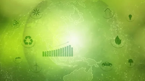 Concept loop green environment icons with positive business graphs Stock-Footage 332815250