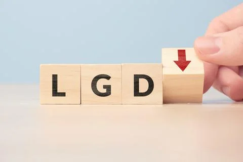 Concept Loss given default or LGD. business acronym. Cubes with letters and a Stock Photos