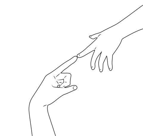 The concept of love and teamwork. Two hands.Symbol of happy partnership, succ Stock Illustration
