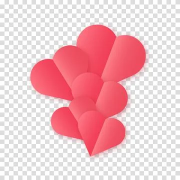 The concept of a love hearts cloud nubes in red with a shadow on a transparen Stock Illustration