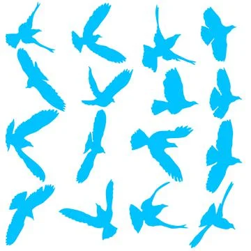 Concept of love or peace. Set silhouettes doves Stock Illustration