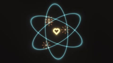 Concept of love in science represented by glowing atom Stock Footage 338316316