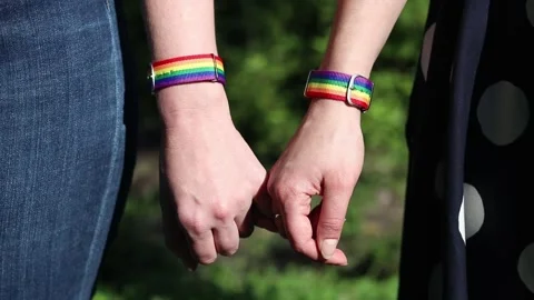 Concept of love, unity and support. LGBTQ+ couple holding hands Stock Footage 339628598