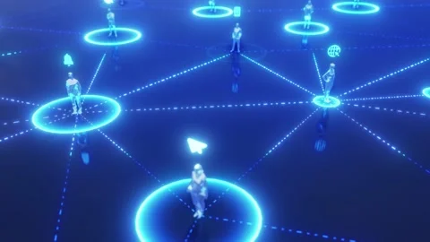 Concept low polygon people connected internet network connected Blue background. Stock Footage 220594262