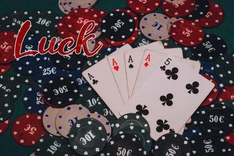 Concept of luck. Game chips and cards for playing poker Stock Photos