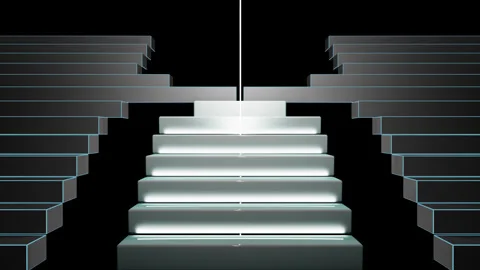 The concept of a luminous staircase appears and and a path to freedom. Stock Footage 263103871