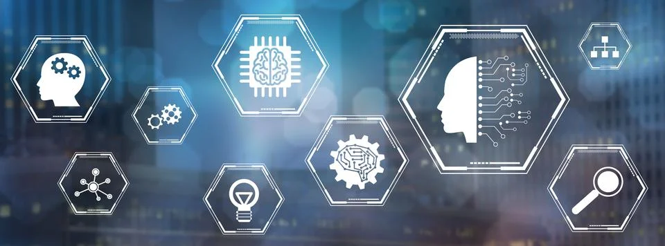 Concept of machine learning 库存插图