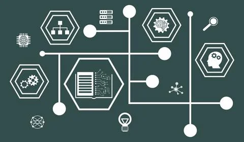 Concept of machine learning 库存插图