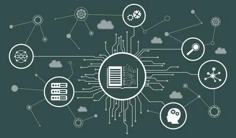 Concept of machine learning Stock Illustration