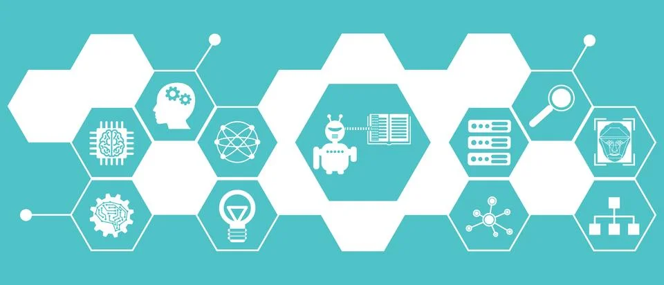 Concept of machine learning 库存插图