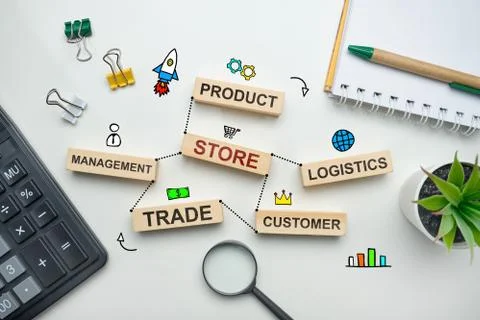 The concept of the main points for the store and its development. Stock Photos