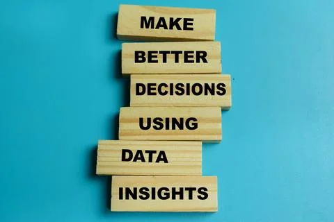 Concept of make better decisions using data insights text on wooden blocks. Stock Photos