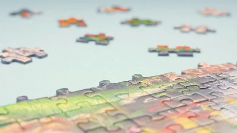 The concept of making decision skill. Different pieces of puzzle. Task divided Stock Footage 133516141