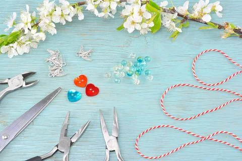 Concept for making March bracelets Stock Photos