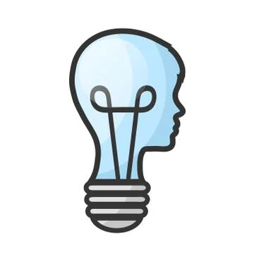 Concept of man head like bulb with brain on white, stock vector illustration Stock Illustration