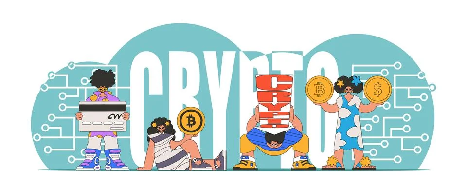 The concept of managing interaction with digital monetary assets. a group o.. イラスト素材