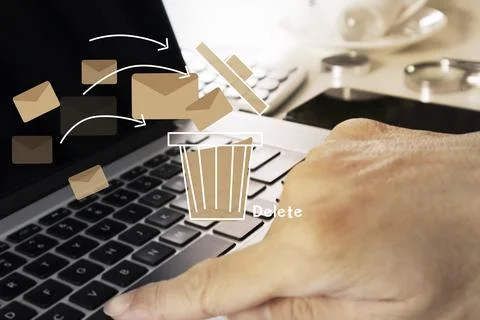 The concept of managing overflowing file data, deleting unnecessary data in.. 스톡 사진