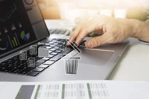 The concept of managing overflowing file data, deleting unnecessary data in.. 스톡 사진