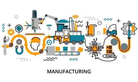 Concept of manufacturing process Stock Illustration