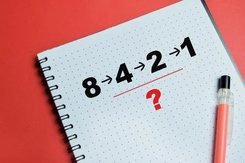 Concept of mathematical sequence and logic puzzle write on book Stock Photos