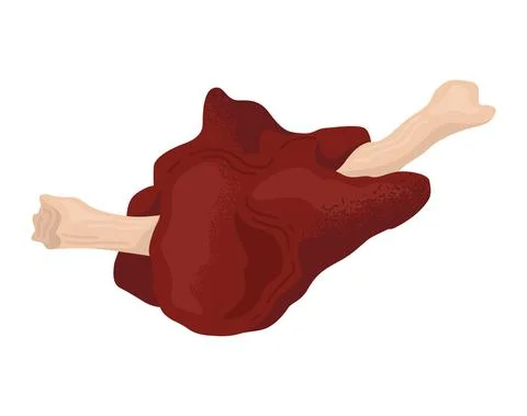 Concept meat on bone, barbecue beef flesh cooked on fire, well done bbq Stock-Illustration