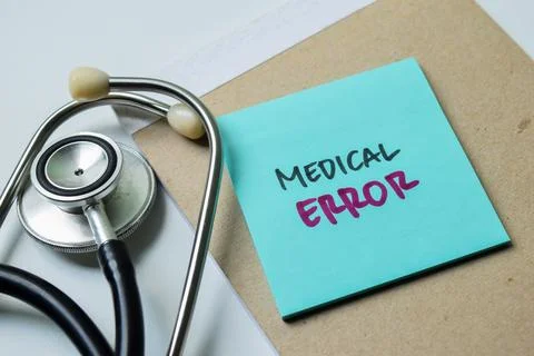 Concept of Medical Error write on sticky notes isolated on white background. Stock Photos