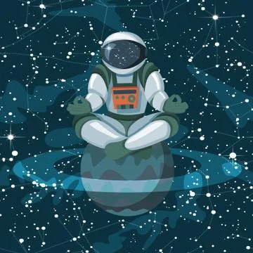 The concept of meditation, generation of ideas, communication with the cosmos Illustration