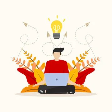 Concept of meditation workflow Illustrazione stock