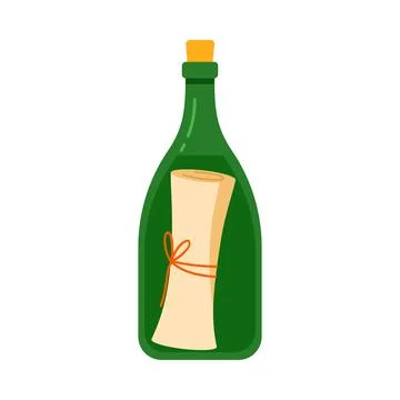 The concept of a Message in a Bottle can evoke feelings of adventure or even Stock Illustration