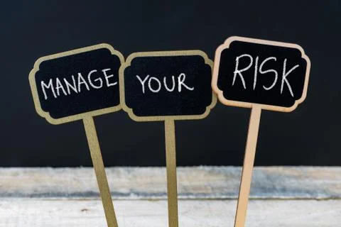 Concept message MANAGE YOUR RISK Stock Photos
