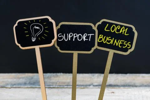 Concept message SUPPORT LOCAL BUSINESS Stock Photos