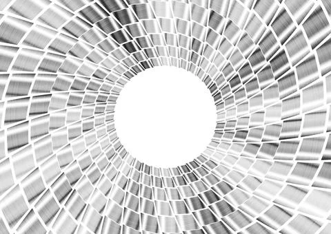 Concept metallic swirl round forms with squares abstract tech background Stockillustratie