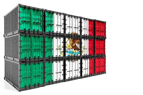 The concept of  Mexico export-import, container transporting and national del Stock Illustration