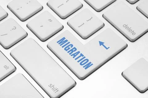 Concept: Migration key on the computer keyboard Stock Illustration