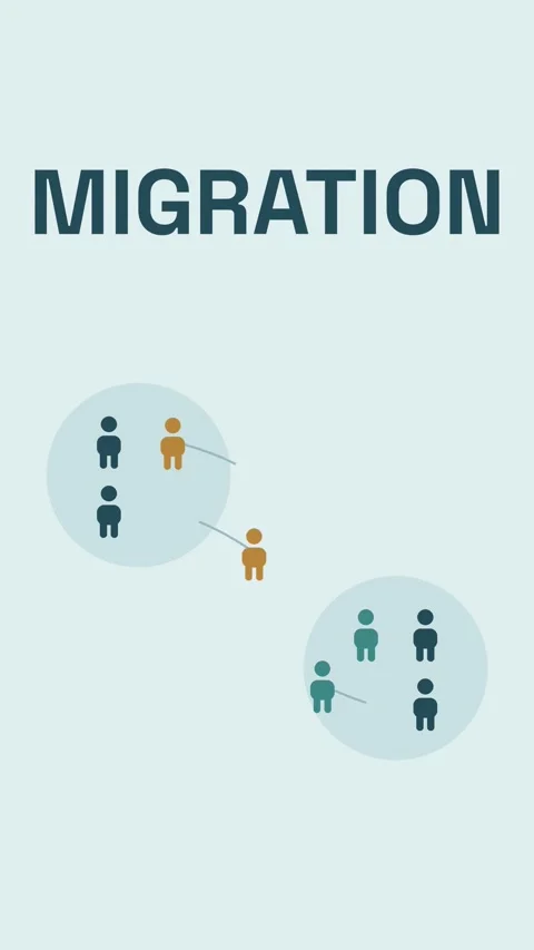 Concept of migration by showing different groups of people moving and changing Stock Footage 347056335