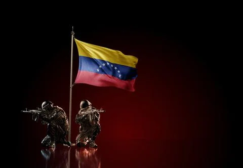 Concept of military conflict. Waving national flag of Venezuela Stock Photos