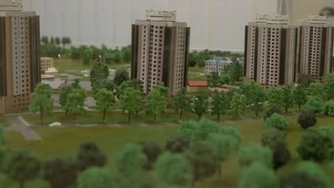The concept of miniature hand made layout of town development Stock Footage 102027416