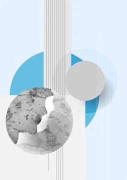 Concept minimal geometric abstract flyer design with lines and grunge circle  Stock Illustration