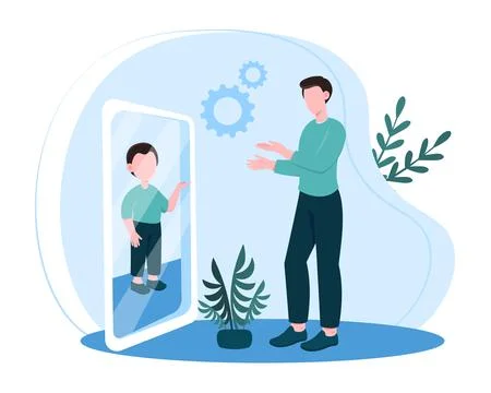Concept of mirror reflexion Stock Illustration