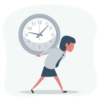 Concept of missing deadline, bad time management. Scene of tired, nervous Stock Illustration