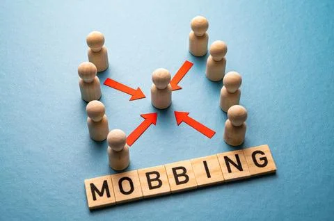 Concept of mobbing in the workplace. Stock Photos