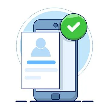 Concept of mobile app account successfully registered Stock Illustration
